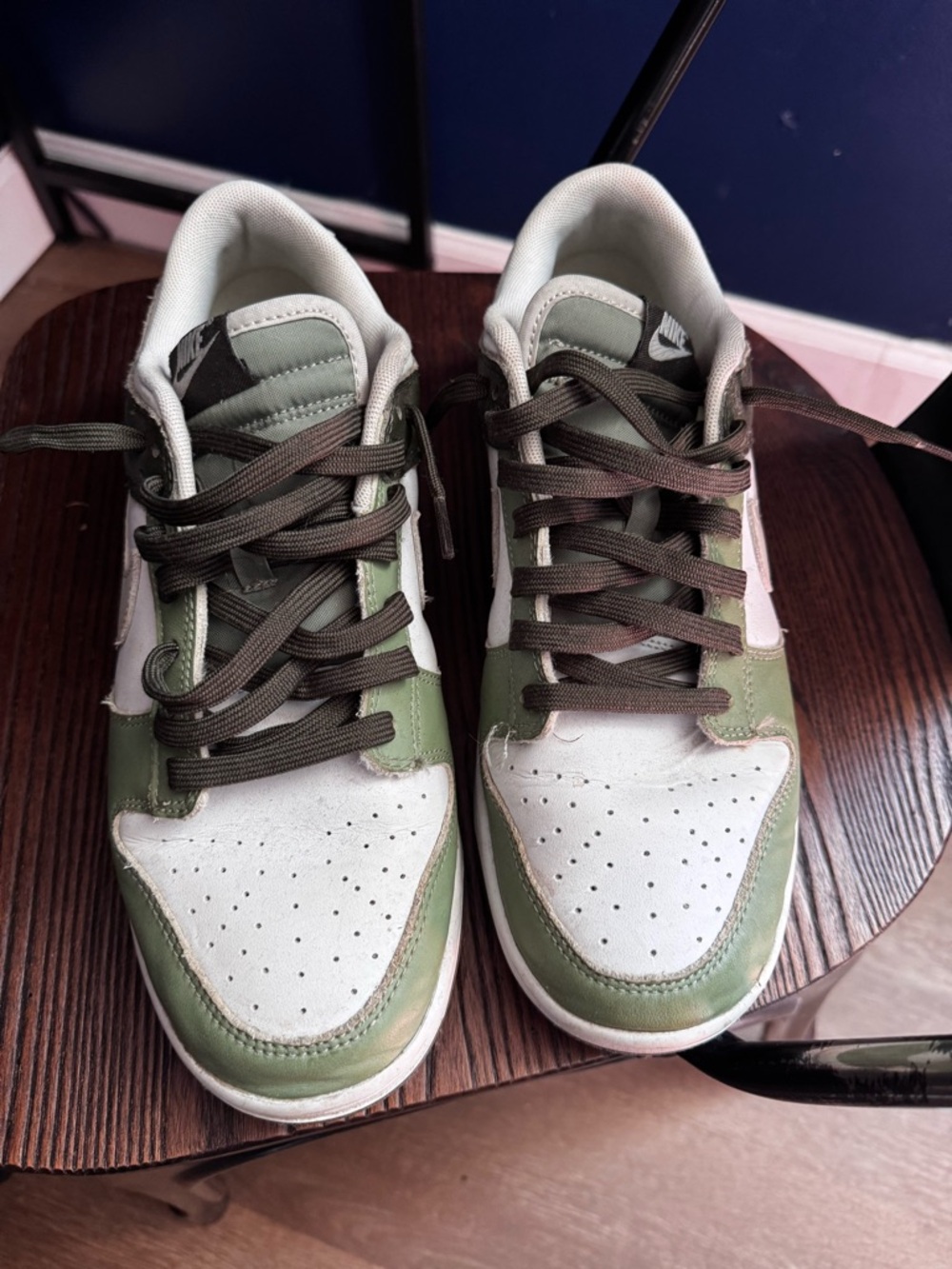 Nike Low-Top Dunks Sneakers in White and Olive